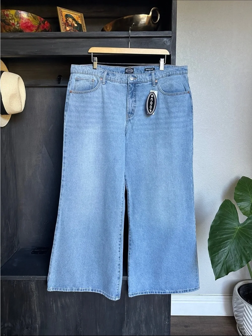 SCOOP Womens Plus Size Wide Leg Jeans - Slouchy Low Rise Size 18